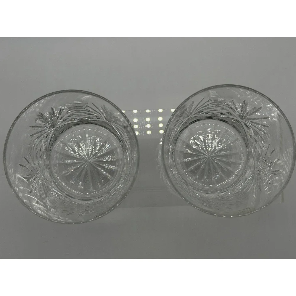 Made In Poland Set Of 2 24% Lead Crystal Double Old Fashioned Whiskey Glasses